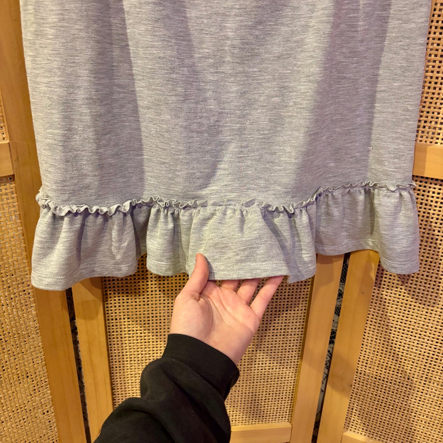Handmade Grey Cotton Jersey Ruffle Mini Skirt Size Medium