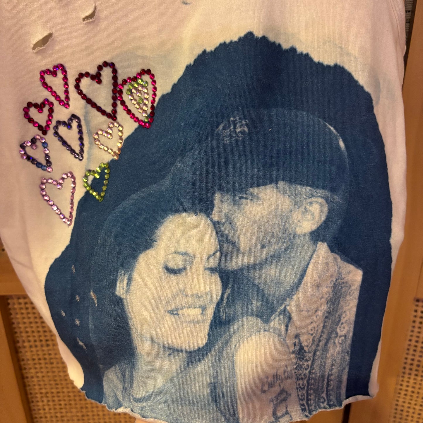 Handmade Y2K Angelina Jolie Billy Bob Grunge Graphic Shirt Size Medium