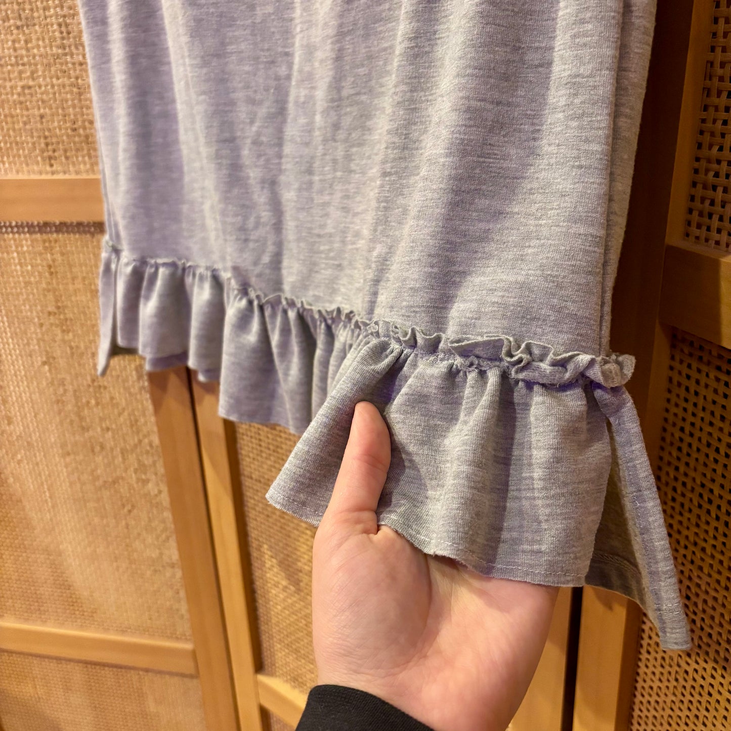 Handmade Grey Cotton Jersey Ruffle Mini Skirt Size Medium