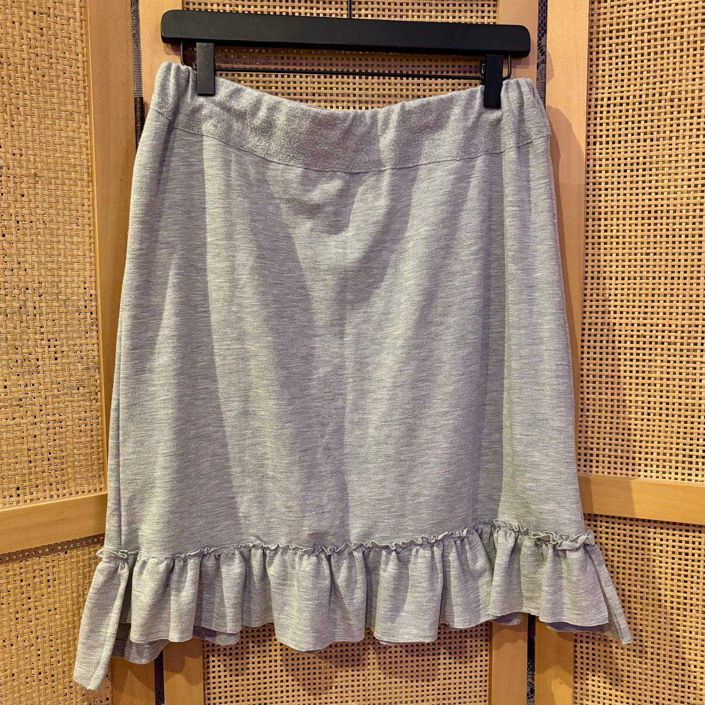 Handmade Grey Cotton Jersey Ruffle Mini Skirt Size Medium