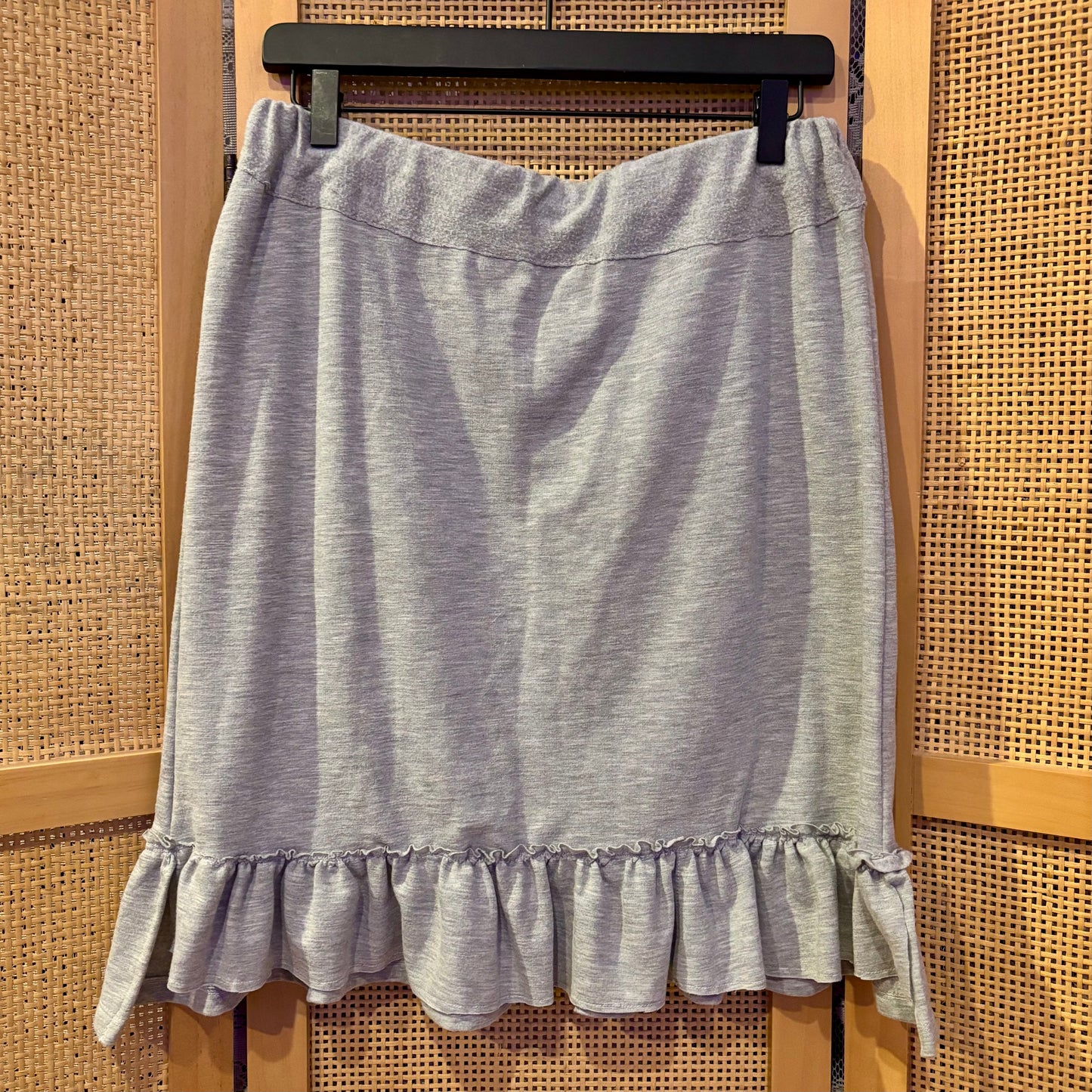 Handmade Grey Cotton Jersey Ruffle Mini Skirt Size Medium