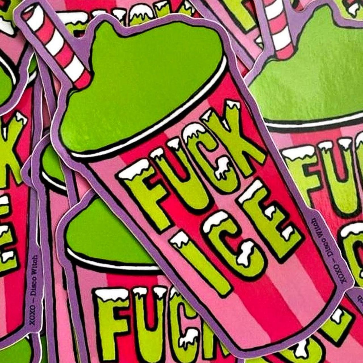 FUCK ICE 2x2 STICKERS BY DISCO WITCH