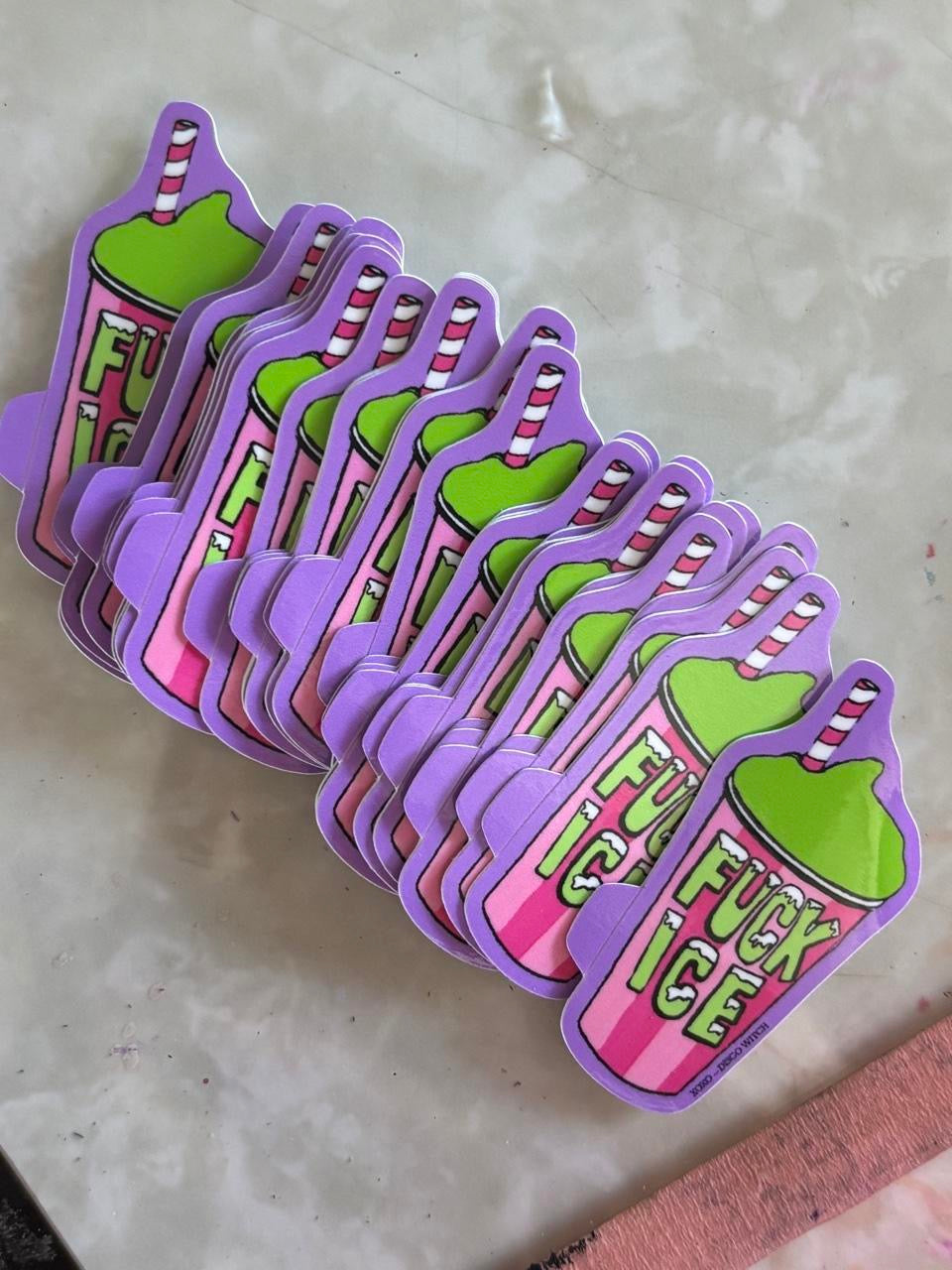 FUCK ICE 2x2 STICKERS BY DISCO WITCH